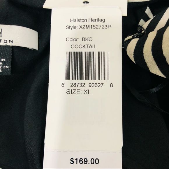 H by Halston Asymmetrical One Shoulder Flowy Draped Striped Cocktail Dress XL - Picture 6 of 8